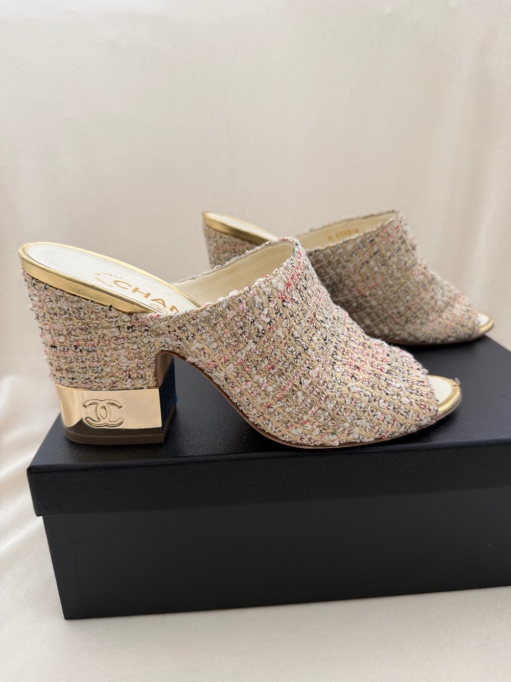 CHANEL Tweed Mules